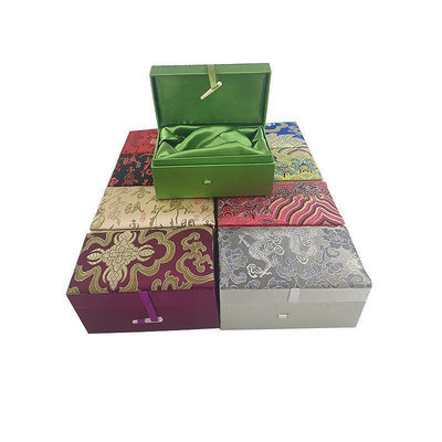 大中小方形把件盒 珠寶玉石首飾盒印章盒 古風刺繡錦盒