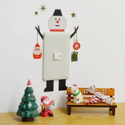 ˙ＴＯＭＡＴＯ生活雜鋪˙日本進口雜貨秋冬耶誕節限定聖誕老公公雪白熊爬煙囪 雪人送禮開觀裝飾壁貼