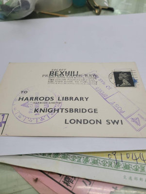 英國實寄明信片，有大型時鐘型落地戳。直購100元