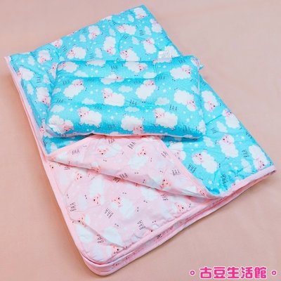 兒童睡袋，100%純棉兒童睡墊，韓國最新款兩件式兒童睡墊，床墊(涼被)、枕頭，可分開使用攜帶方便好收納，B