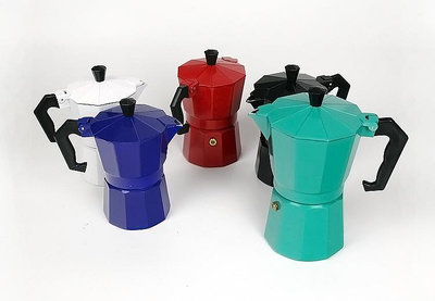 咖啡壺意式摩卡壺家用煮咖啡器具八角鋁摩卡壺鋁壺電爐彩色款 無鑒賞期