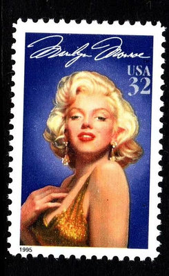 美國郵票1995年，好萊塢傳奇女電影明星——瑪麗蓮夢露，1枚 郵票  明信片 紀念票【錢幣收藏】9688