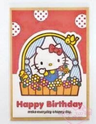 小花凱蒂日本精品♥ Hello kitty凱蒂貓造型花朵盆栽圖案白色紅色背景25K生日卡片祝福卡片 62044202