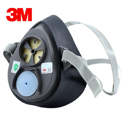3M3200防毒面具半面具噴漆面罩主體橡膠防塵防油漆黑膠3050頭戴式