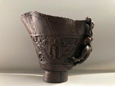 沉香木杯子（高11.5.寬14.厘米）35020703【厚道古玩】古玩 收藏 古董