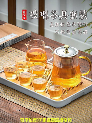 玻璃茶具套裝家用輕奢日式功夫茶杯耐高溫沖泡茶壺辦公室簡易茶盤