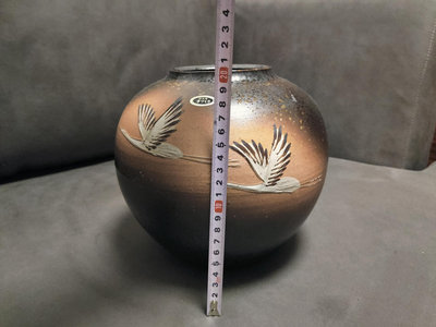 日本 信樂燒 三彩作 花瓶全品無使用痕跡無盒中古品不完