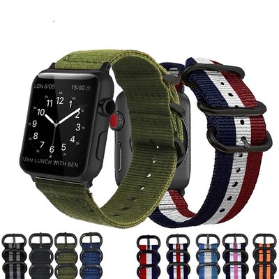 適用apple watch帆布錶帶iwatch7/SE/1/2/3/4/5/6通用 男士錶帶 顯瘦錶帶 運動錶帶 登山