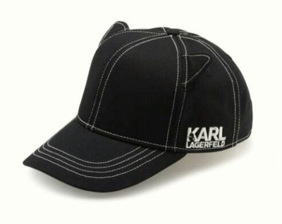 全新Karl Lagerfeld Paris 黑色貓耳棒球帽 ~特價$1980含運