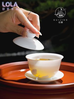 潮州骨瓷蓋碗功夫茶茶具三才碗超薄透薄胎鳳凰茶專用帶蓋茶碗中式