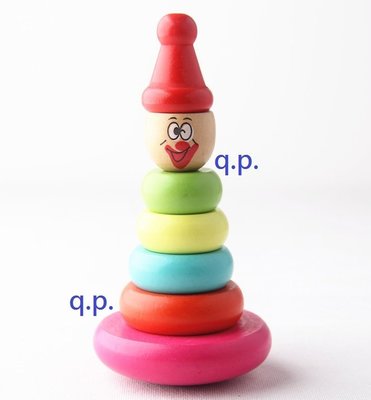 木製玩具 套圈圈 戴帽子 小丑 不倒翁 彩虹塔 笑臉 疊高塔 堆塔 疊疊樂 顏色、大小、順序 積木 陀螺 趣味遊戲 木偶