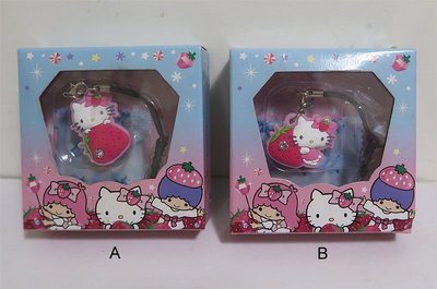 Sanrio~Hello Kitty 草莓水鑽吊飾耳機塞/防塵塞 一個60元