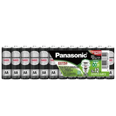 【國際牌Panasonic】碳鋅電池3號AA電池12顆裝(R6NNT/1.5V黑錳電池/乾電池/公司貨)
