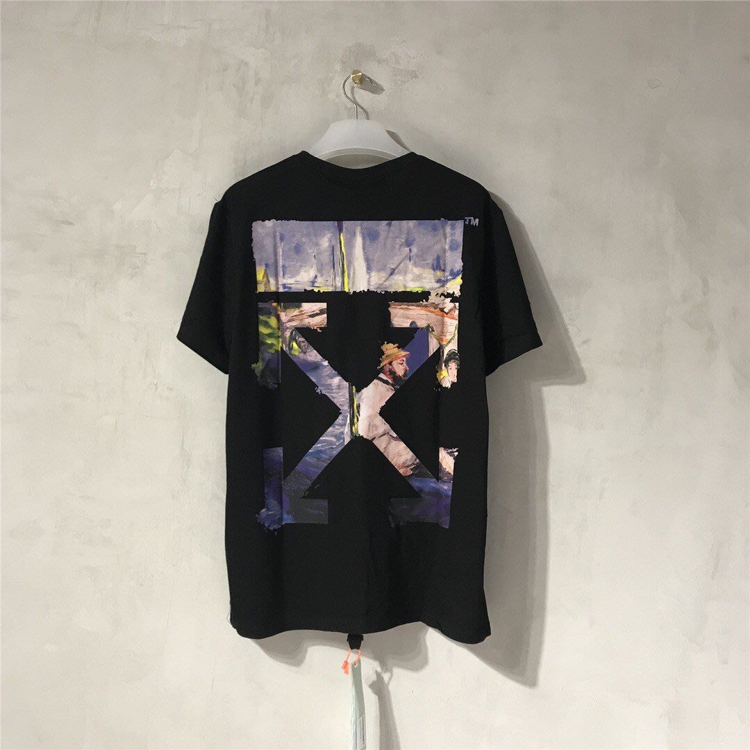 RP精品』OFF-WHITE 2019SS OW 莫內油畫箭頭黑色短袖T恤短TEE | Yahoo