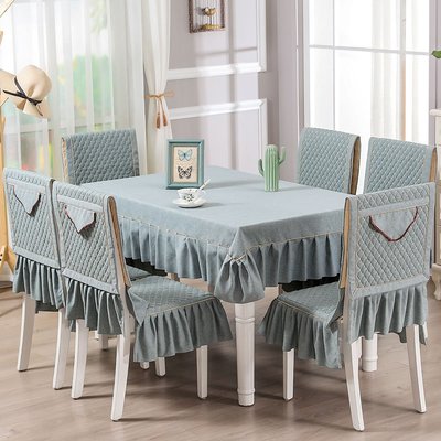 桌布布藝長方形中式餐桌椅子套罩家用簡約現代餐桌布椅套椅墊套裝