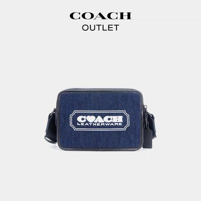 （Outlet特惠）COACH 3929 新款男士牛仔布相機包 單肩包 斜跨包 附代購憑證