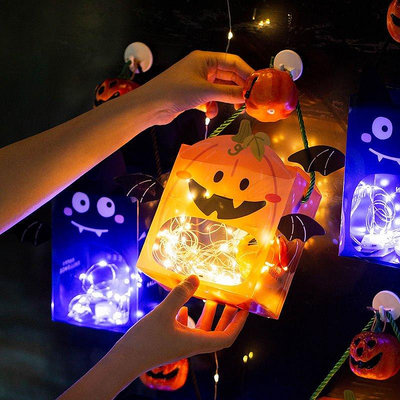 【精選好物】萬圣節禮物盒手提2022創意LED發光南瓜燈盒兒童裝道具棒棒糖果袋