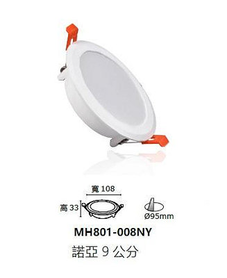 柏泓~MARCH LED 8W 諾亞崁燈~MH801-008NY~崁孔9.5cm~導光板 平面~黃光/自然光/白光