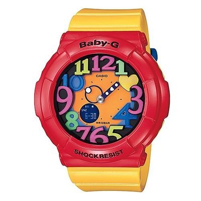 BABY-G 復古繽紛色調立體時刻休閒運動錶(BGA-131-4B5)-紅X黃/43.1mm限量