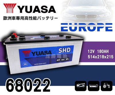 【茂勝電池】YUASA 湯淺 68022 (12V 180AH) 加水電池 歐規電池 拖車頭 聯結車 電池
