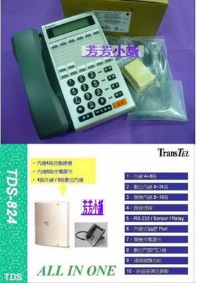 TRANSTEL傳康TDS824電話總機+DK6-8D數位話機8台