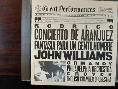 John Williams,Ormandy,Rodrigo,約翰威廉斯，奧曼第，羅德利果:阿蘭費茲協奏曲，紳士幻想曲等，如新。