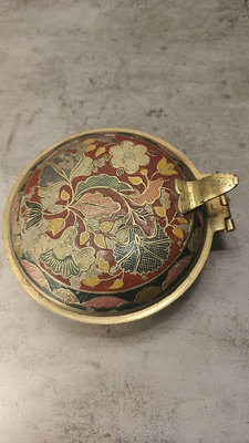 【二手】彩繪銅平底鍋，重 589 克 銅器 擺件 回流 【天地通】-133