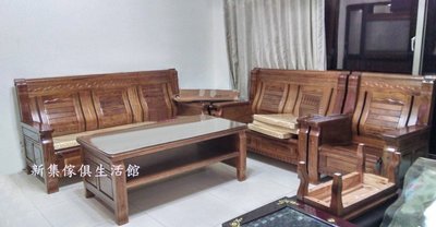 【新集傢俱桃園八德網路館】1+2+3中國柚木製沙發組椅0618-165-9