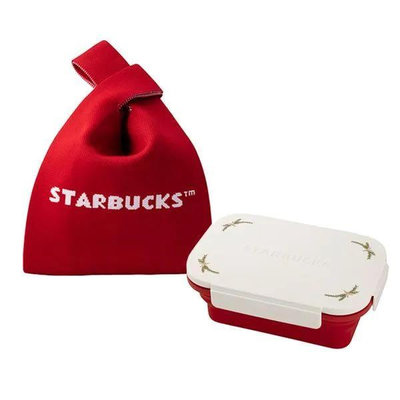 星巴克 摺疊餐食盒附收納袋 LNH BOX RED N WHT HOL W/BAG TW 2023 Starbucks