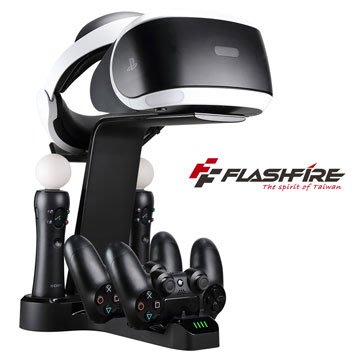 FlashFire PS4手把充電座 + PSVR 收納架 (PSV-1000) 強強滾 收藏架 收納盒