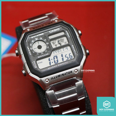 DOT 聚點 CASIO 卡西歐 世界地圖錶 鋼錶 帆布錶帶 手錶 地圖錶 無錶盒 電子錶 AE-1200-WHD 中性
