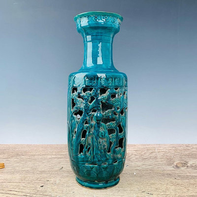 古董瓷器 大周柴窯福祿壽花瓶，高41cm，直徑13cm，編號19042811001400-13691