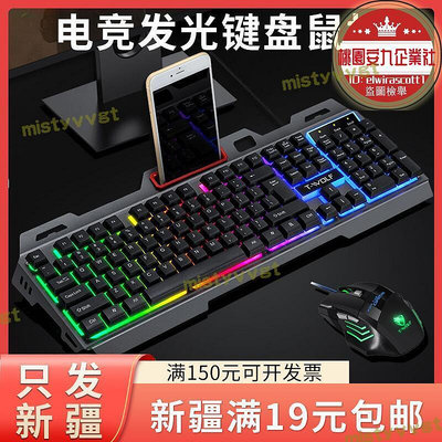 只發新疆遊戲鍵盤機械手感鐵板彩色發光usb有線薄膜鍵盤滑鼠組