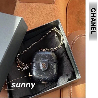 【SUNNY 二手】CHANEL  香奈兒  airpods 耳機包 羊皮 雙C 菱格紋 小巧 黑色保護套 AP1891