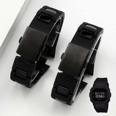 適用卡系歐DW6900/DW9600/GW-M5610/DW5600黑色塑鋼錶帶配件