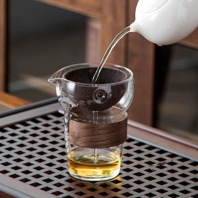 “正品”玻璃公道杯無孔茶漏一體套裝加厚耐熱玻璃公杯茶海分茶器過濾茶具