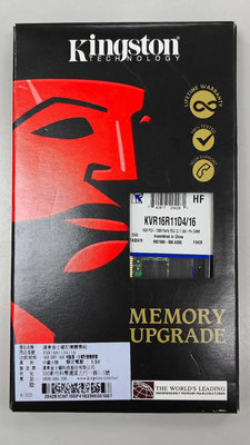 [全新終保]金士頓Kingston 16GB DDR3 1600 ECC伺服器記憶體(電壓1.5V)(KVR16R11D4/16)