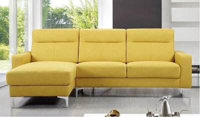 【DH】商品貨號N670-1《瑞陽》L型黃色布沙發組寬252 CM(圖一)右向。備有左向圖三。細膩優質。主要地區免運費