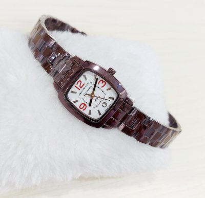 ＊迪奧小店＊日本Tivolina小方型不鏽鋼手錶25mm/小巧精緻時尚不敗/日本機芯/特價/咖啡棕