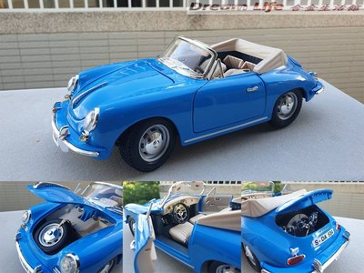 【Bburago 精品】1/18 1961 Porsche 356B Cabriolet 敞篷 全新藍色~特惠價~!