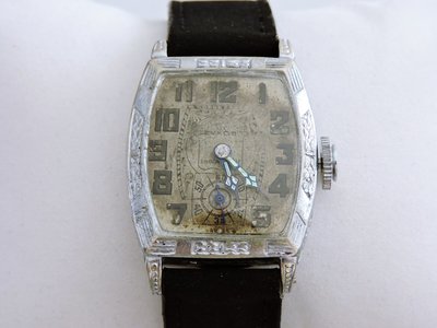 真品 EVKOB 百年瑞士製手上鍊機械小秒針古董男錶