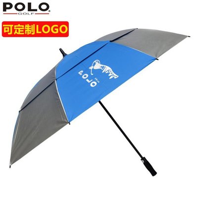 POLO正品 高爾夫球傘 雙層加大 雙人防風 男女長柄雨傘 四份藍-特價