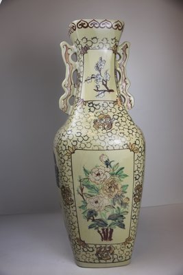 20914-回饋社會-特價品-手繪國畫-厚重特大型老花瓶(似中華陶瓷??可惜不完整)收藏品(郵寄免運費-建議預約自取確認