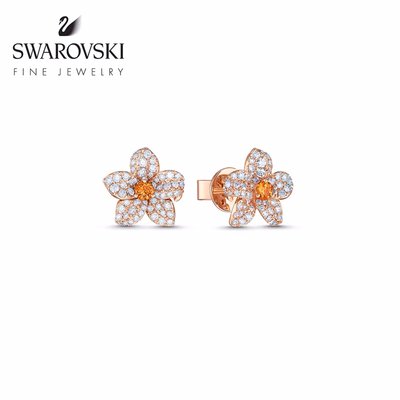 【新品】施華洛世奇 ORANGE LILY 18K玫瑰金橙色藍寶石鑽石耳環 高級珠寶