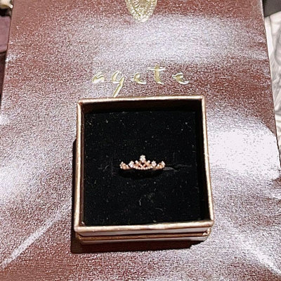 專櫃日本品牌輕珠寶Nojess 10K 玫瑰黃K金 古典雕花 蕾絲皇冠歐式 真鑽 鑽石5p K10 線戒 尾戒 限定版 堆疊細緻戒指