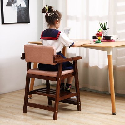 熱賣 兒童實木學習椅子寶寶餐椅靠背椅中小學生書桌椅可升降寫字椅座椅實木椅子