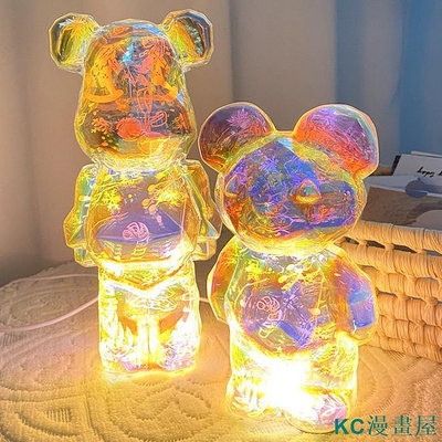 KC漫畫屋LED暴力熊小夜燈夜燈生日禮物擺件熊耶誕熊極光熊裝飾氛圍夜燈