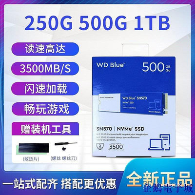 全館免運 【4月上新】適用WD SN570 250G 500G 1TB SSD固態硬碟 西部數據M.2 NVME替SN5 可開發票
