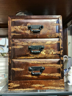 【二手】日本回流 櫻皮細工  收納盒 首飾盒 三層抽屜 櫻皮貼裹整個16716【古玩天下】古玩 收藏 古董