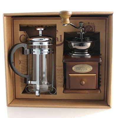 磨豆機法壓壺套裝 咖啡器具活動送禮 手搖咖啡磨豆機禮盒裝 688元